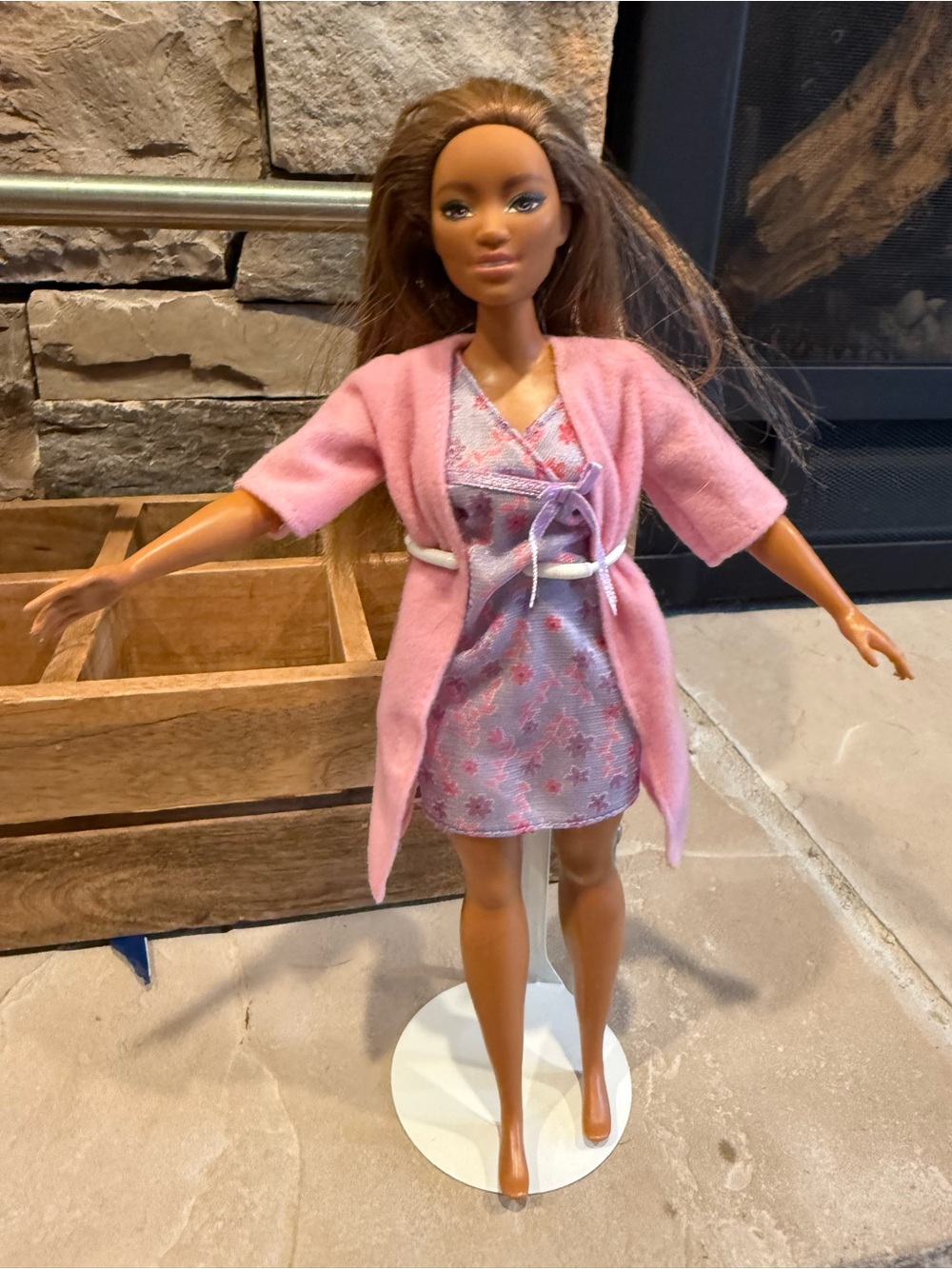 Barbie bedtime in pjs and robe
